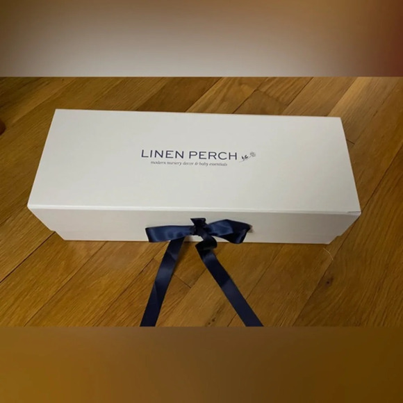 Linen Perch Twin or Sibling Baby Blanket in Gift Box “1 of 2” Blue & Gray - Picture 6 of 6